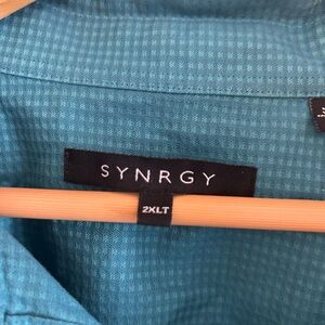 Synrgy Teal Patterned Shirt